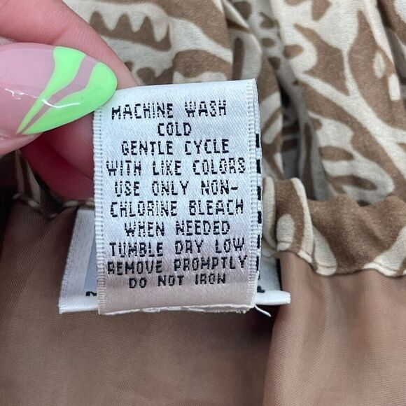 Modern Images Floral Paisley Tiered Skirt Tan Pull-On M Petite Pleated Flowy - Picture 10 of 11